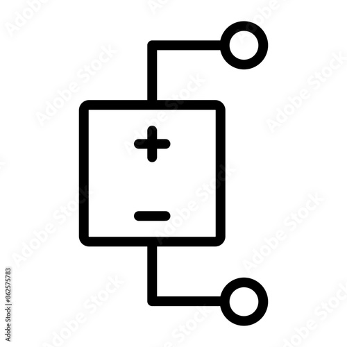 DC Voltage Source Vector Line Icon Design