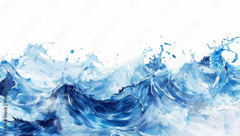 This abstract blue watercolor waves background has a watercolor texture. It can be used for advertising, presentations, or other uses. This abstract blue watercolor waves background has a watercolor texture. It can be used for advertising, presentations, or other uses.
