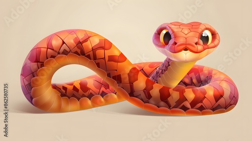 cartoon corn snake isolated on white. 