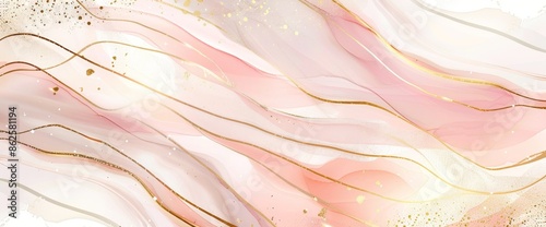 Stunning minimalist mountain image with watercolor brush and golden line art texture. Abstract art wallpaper for prints, wall art, and canvas art.