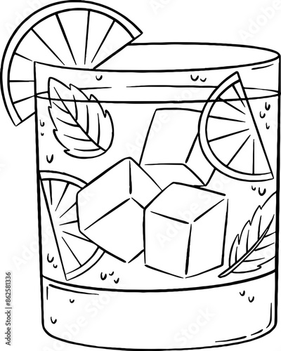 Mojito Cocktail Line Art