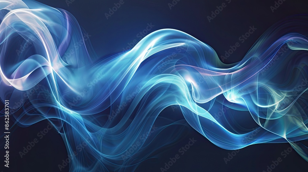 Fototapeta premium Flowing light waves on a dark background