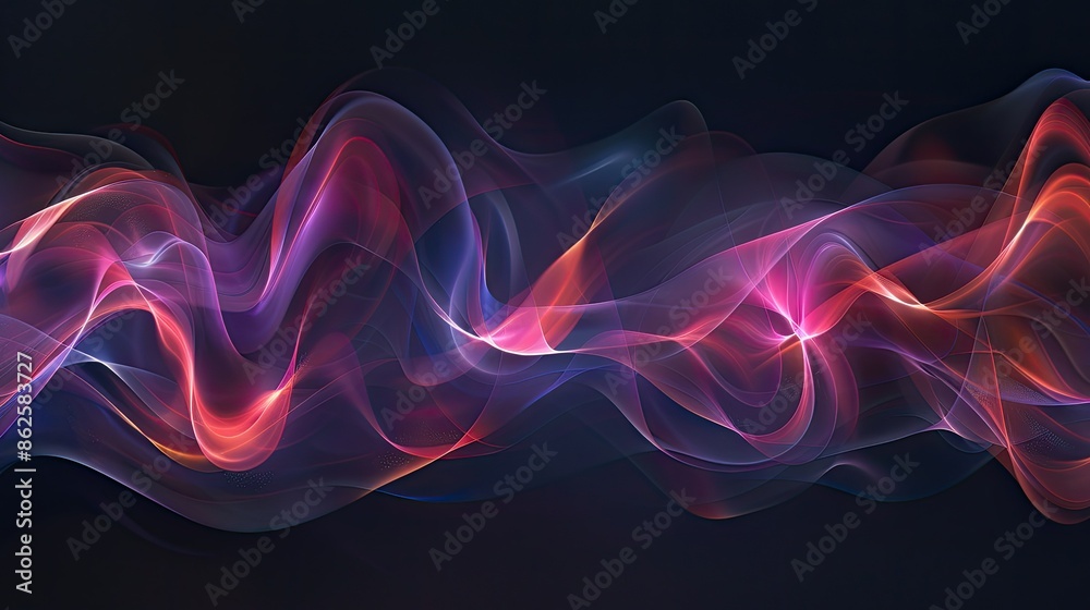 Fototapeta premium Flowing light waves on a dark background