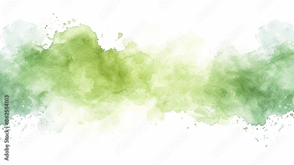 Abstract drawing in green watercolor, a smear of paint on a white background Abstract drawing in green watercolor, a smear of paint on a white background