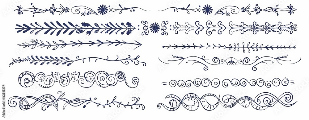 Obraz premium Lines, borders, and laurels made by hand.