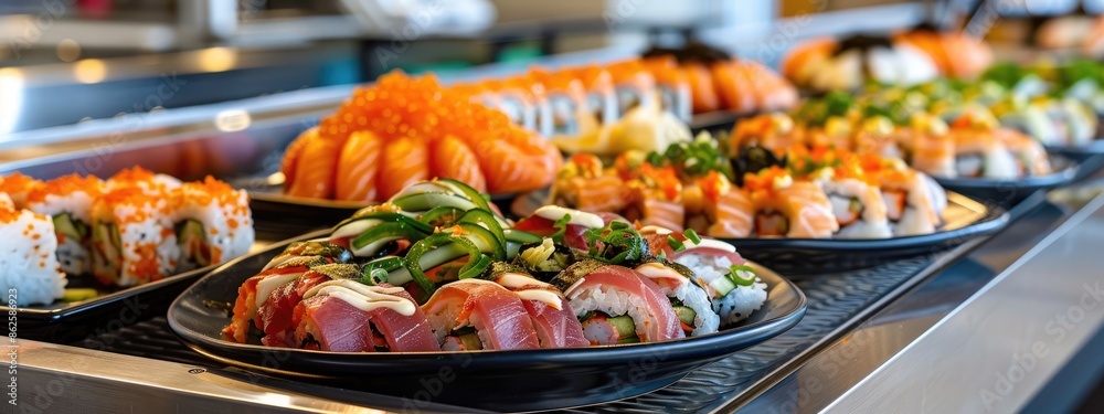 close up of sushi on the table. Selective focus close up of sushi on the table. Selective focus