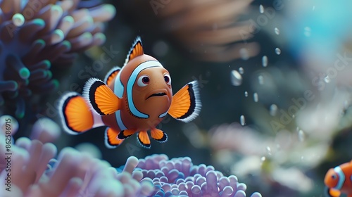 Cute clown fish cartoon. 