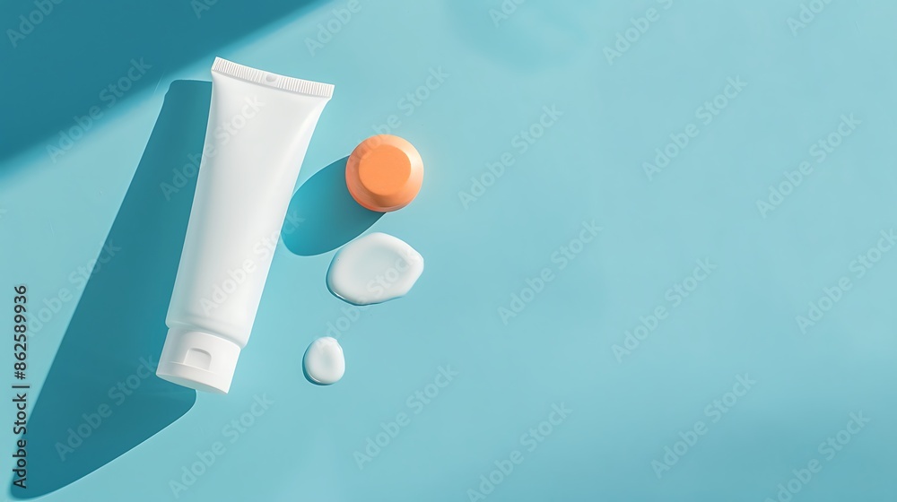 Sunscreen on blue background Sunscreen on blue background