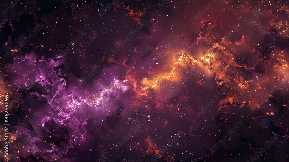 Obraz premium Dive into an abstract space where deep purple meets shimmering copper in fractal patterns.