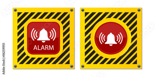 Red Alarm Button, Panic Button, Emergency Stop Vector Illustration