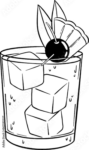 Mai Tai Cocktail Line Art