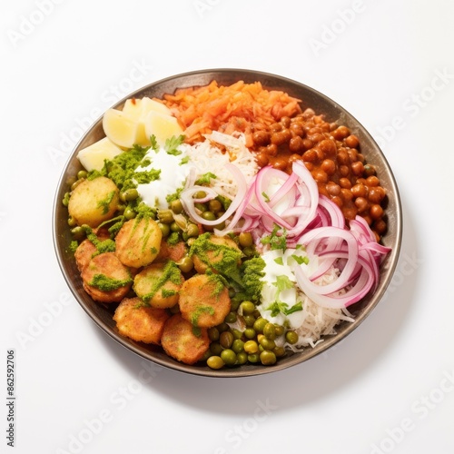 Delicious Indian Ragda Pattice Street Food Dish with Fresh Ingredients photo