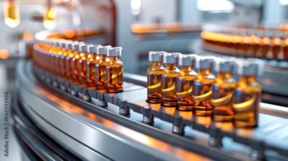 Medicine Production. Pharmaceutical Technology in Medical Industry - 3D Illustration Medicine Production. Pharmaceutical Technology in Medical Industry - 3D Illustration