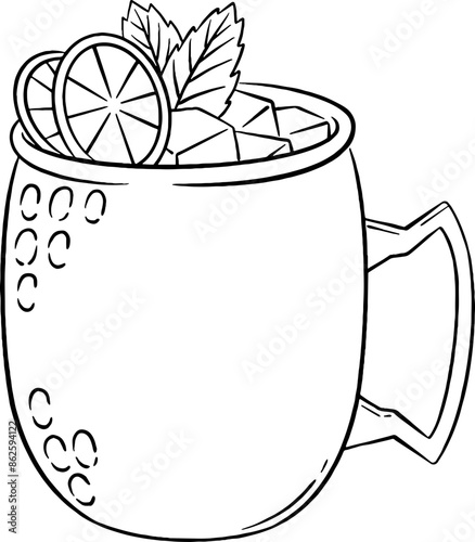 Moscow Mule Cocktail Line Art