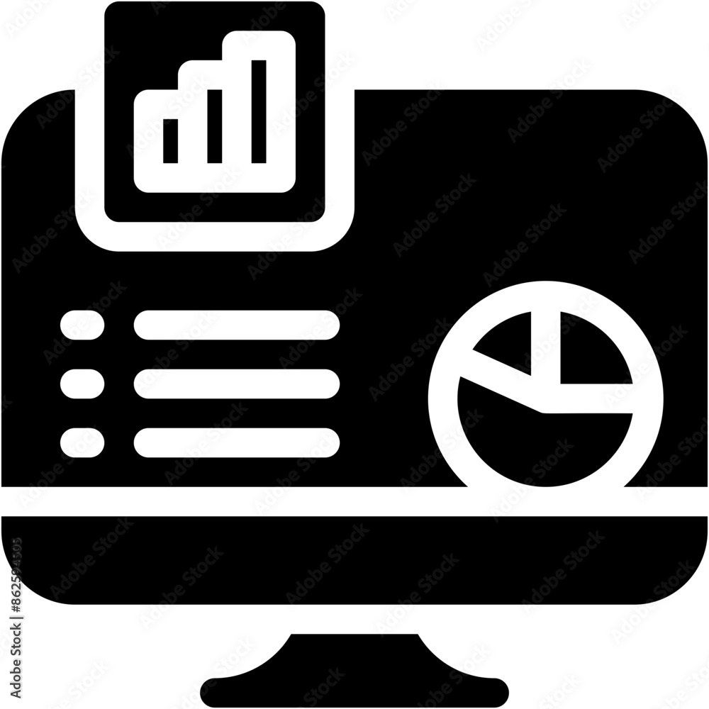 Vector Icon diagram, report, analysis, pie chart, computer Vector Icon diagram, report, analysis, pie chart, computer