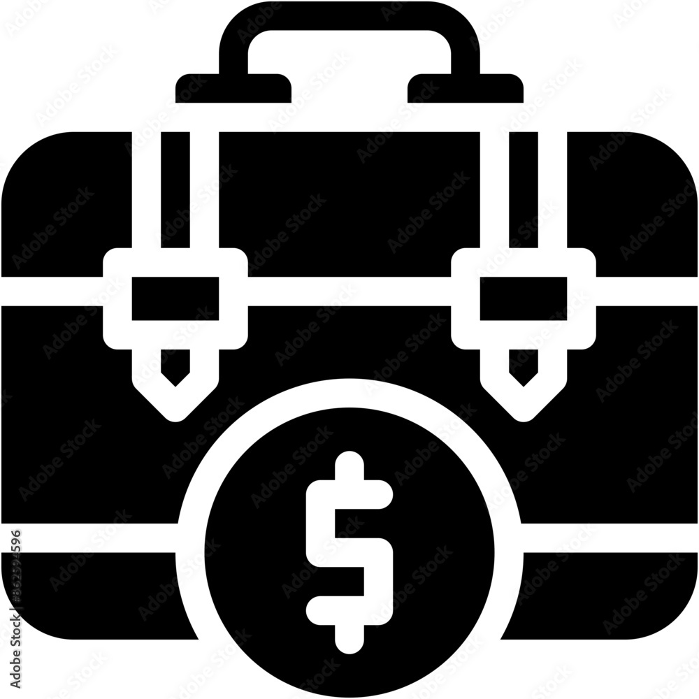 Fototapeta premium Vector Icon Briefcase, business, portfolio, work, money