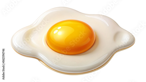 Isolated fried egg vector illustration with a bright yellow yolk on a white