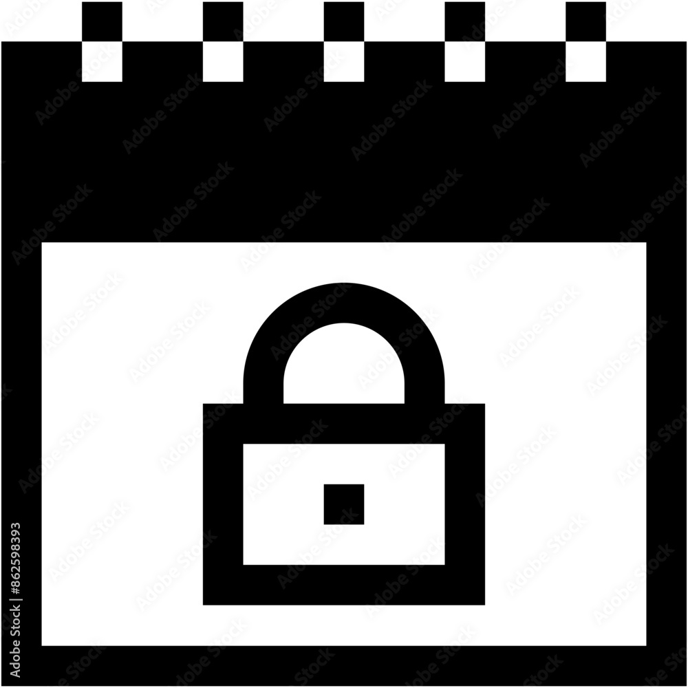 Vector Icon Calendar, schedule, time and date, lock, secure Vector Icon Calendar, schedule, time and date, lock, secure