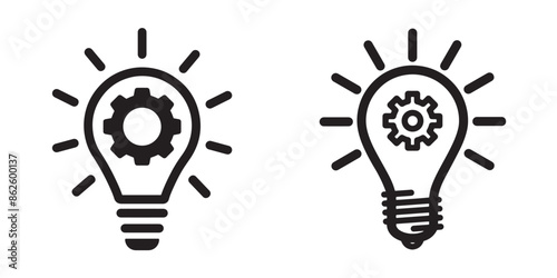 Innovation editable stroke and solid web icon set. Innovation symbol isolated on white background.