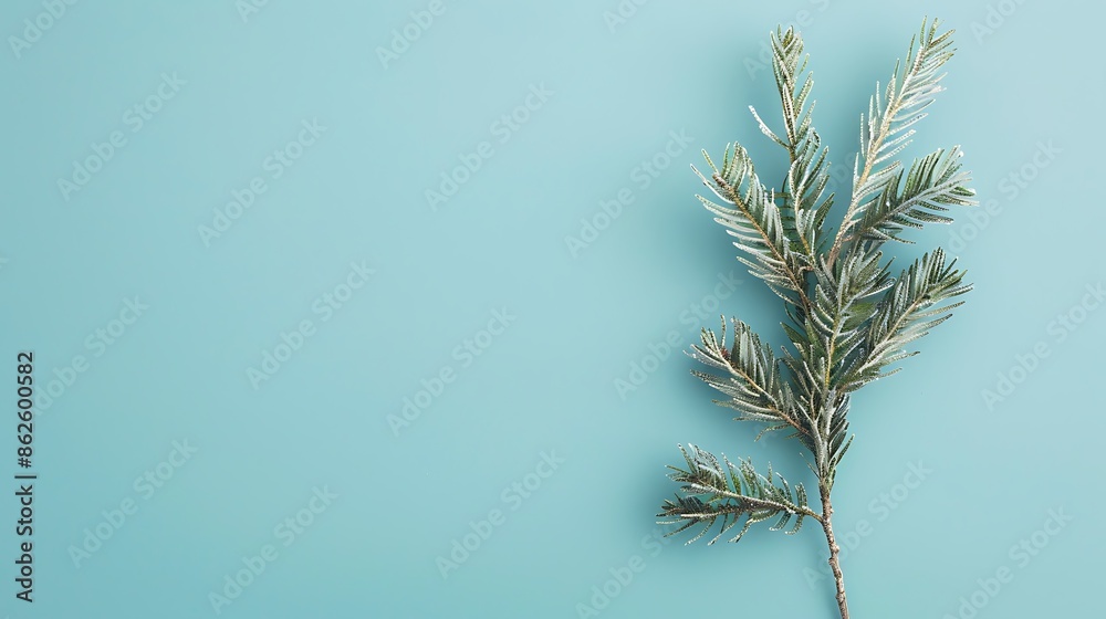 Fototapeta premium winter object ornament fir tree isolated on blue pastel trendy background