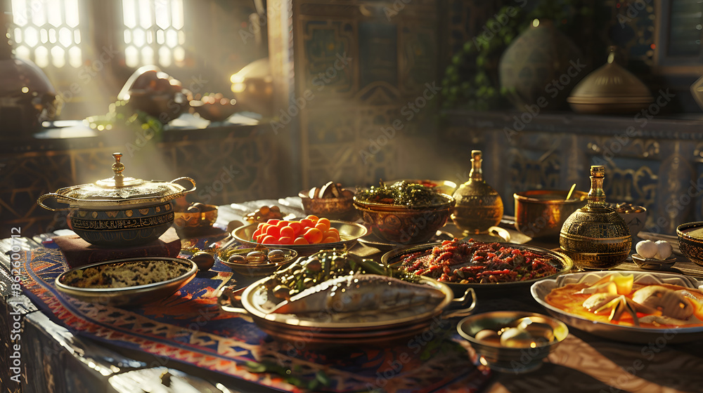 A visually captivating display of various succulent dishes, cheeses, fruits, desserts. AI generative. A visually captivating display of various succulent dishes, cheeses, fruits, desserts. AI generative.