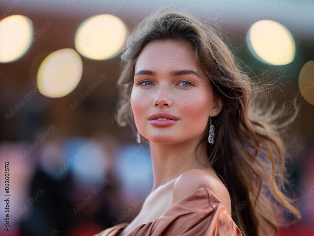 Portrait of a Beautiful Woman on the Red Carpet Portrait of a Beautiful Woman on the Red Carpet