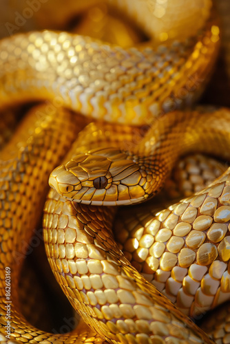 Close up of snakes tangled together. Chinese new year 2025 background. Year of the snake