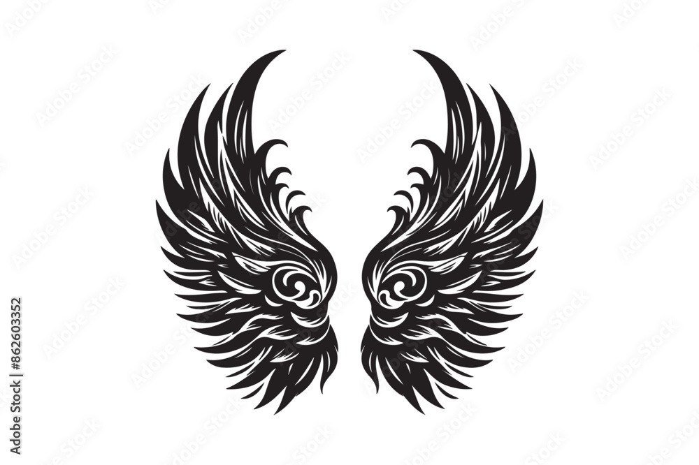Obraz premium Angel Wings Logo silhouette Vector design