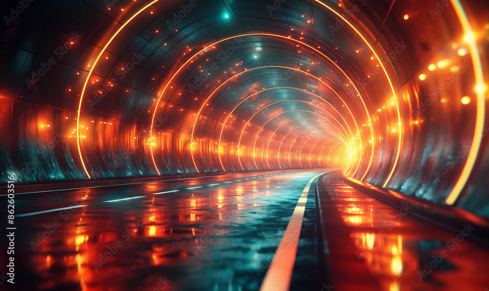 Obraz premium Illuminated Tunnel Passage