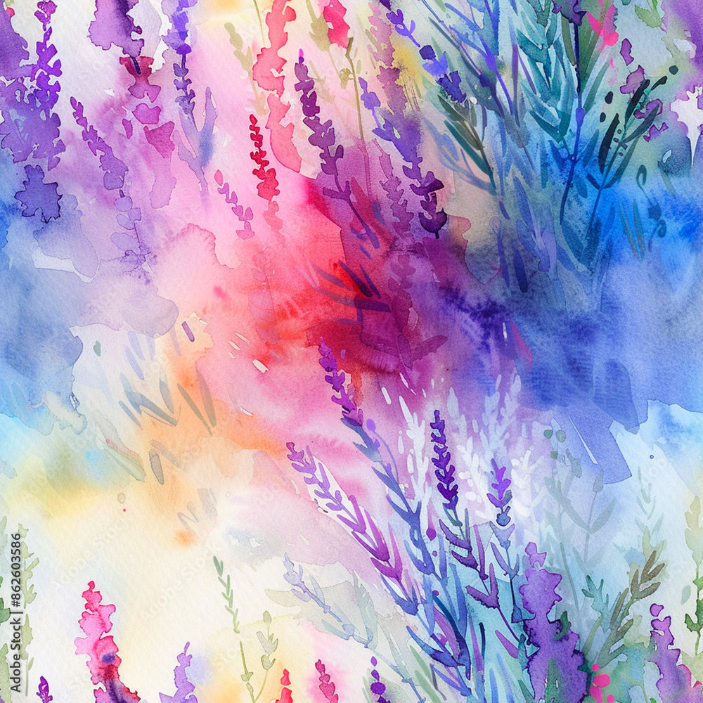 Obraz premium seamless watercolor floral primitive wallpaper