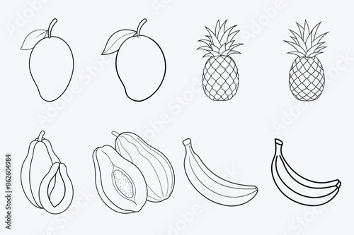 set of fruits and vegetables