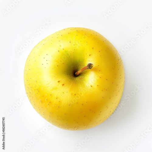 Golden Delicious apple, Top View, isolated on white background