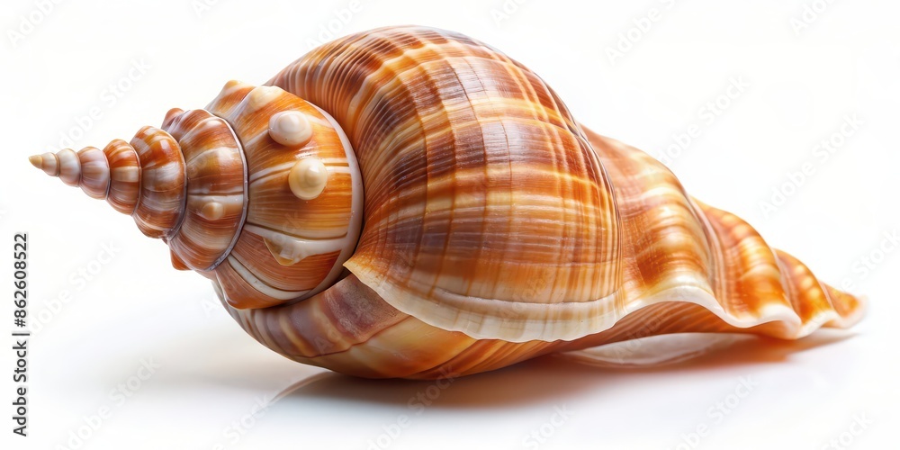 Obraz premium Isolated bright spiral seashell conch for decoration, spiral, seashell, conch, isolated, bright, decoration, element, marine