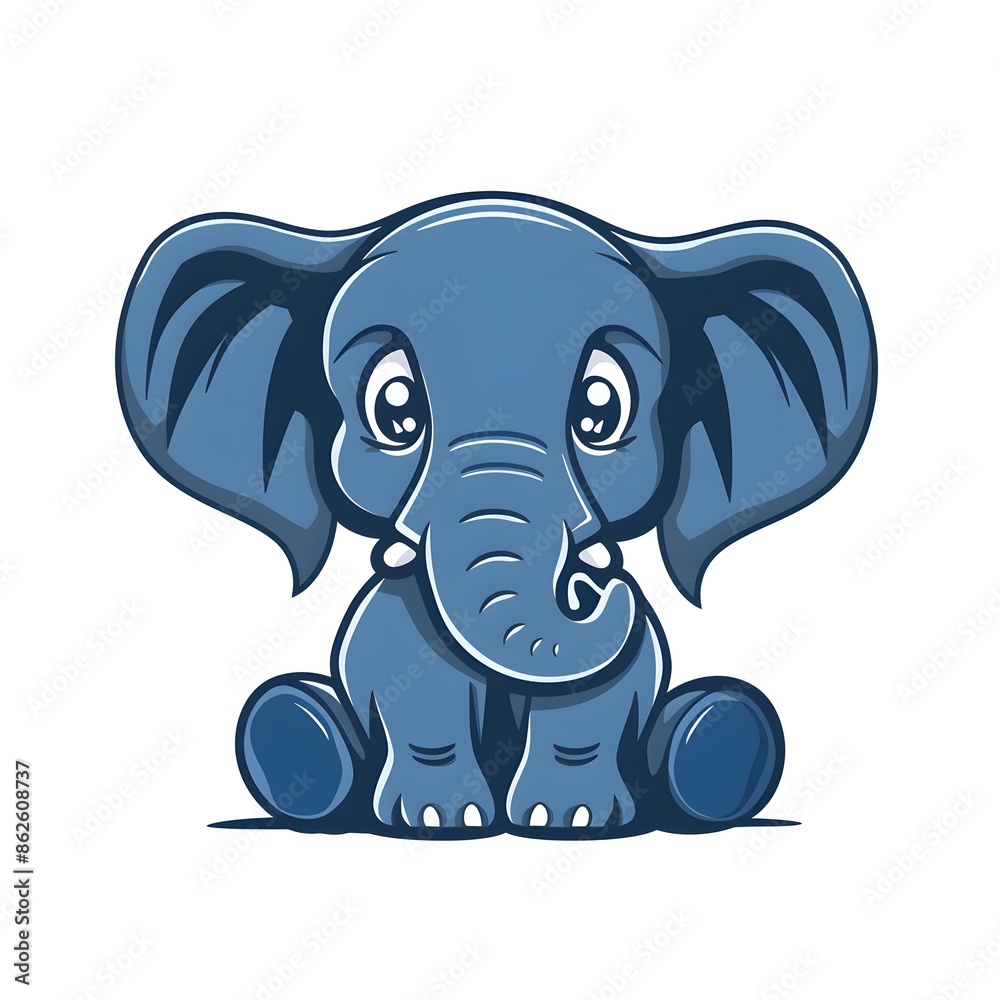 Obraz premium cartoon elephant mascot character design vector, logo template isolated on white background