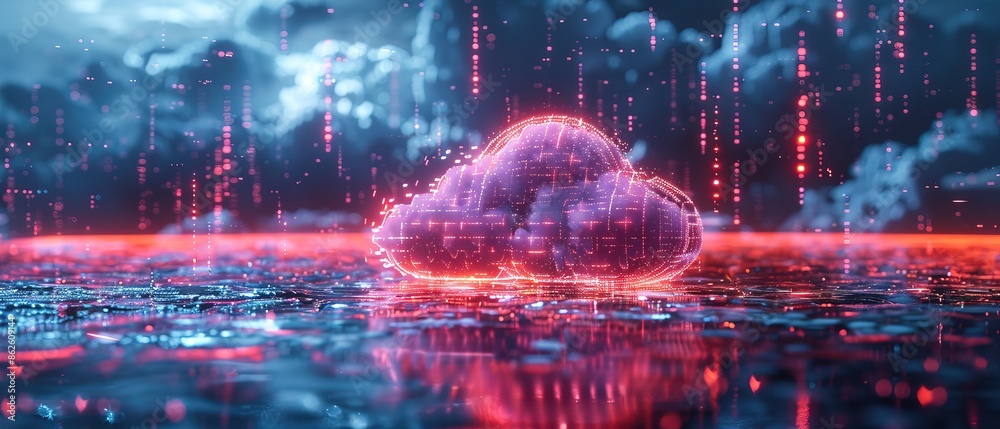 Naklejka premium Cloud computing transfer big data on internet. futuristic digital technology