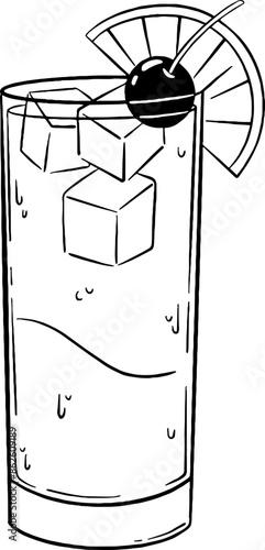 	
Tequila Sunrise Cocktail Line Art