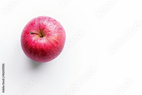 Pink Lady Apple, copy space on right side, top view isolated on white background