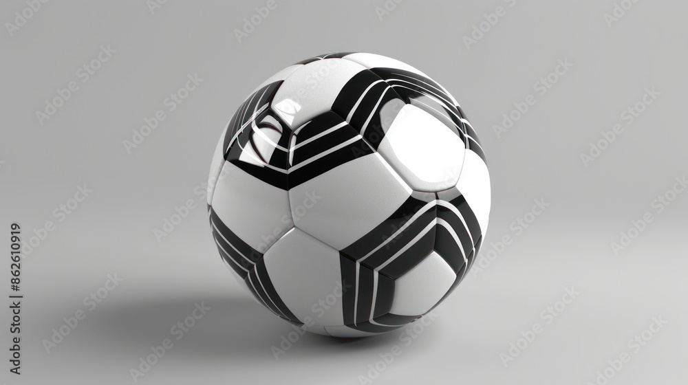 Naklejka premium Traditional soccer ball with classic black and white design