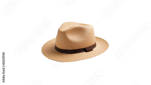 Summer hat cutout. Isolated panama hat cutout on transparent background