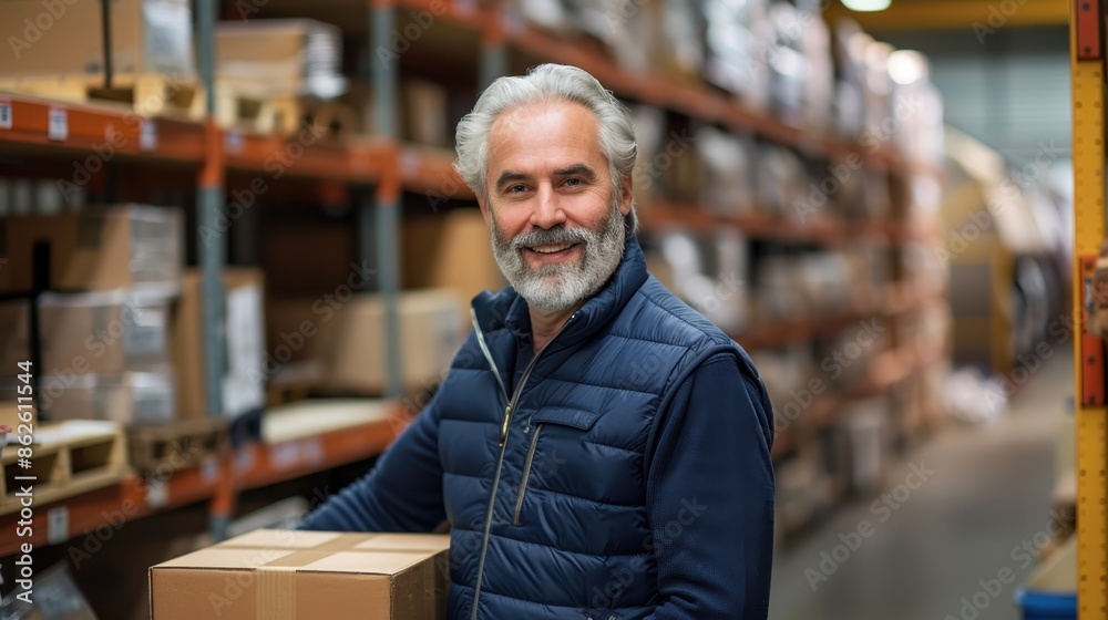 The warehouse worker with box The warehouse worker with box