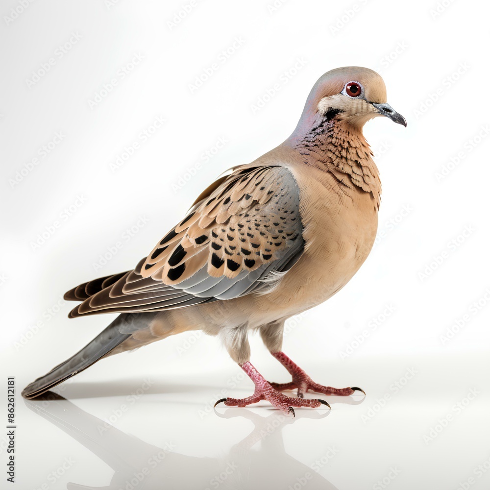 Mourning dove bird isolated on white background with shadow. Dove of peace bird still Mourning dove bird isolated on white background with shadow. Dove of peace bird still