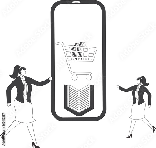 Books and smart phone Businesswoman