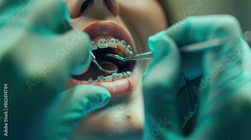 The orthodontic braces treatment photo