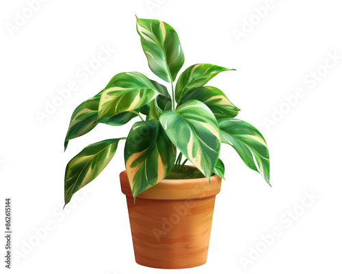Wallpaper Mural Potted Plant with Variegated Green Leaves Torontodigital.ca