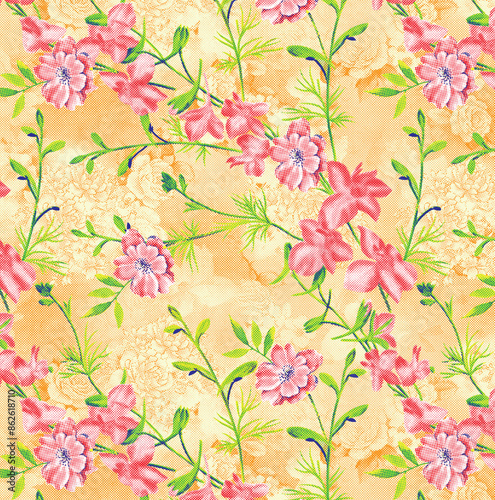 Wallpaper Mural seamless pattern with flowers Torontodigital.ca