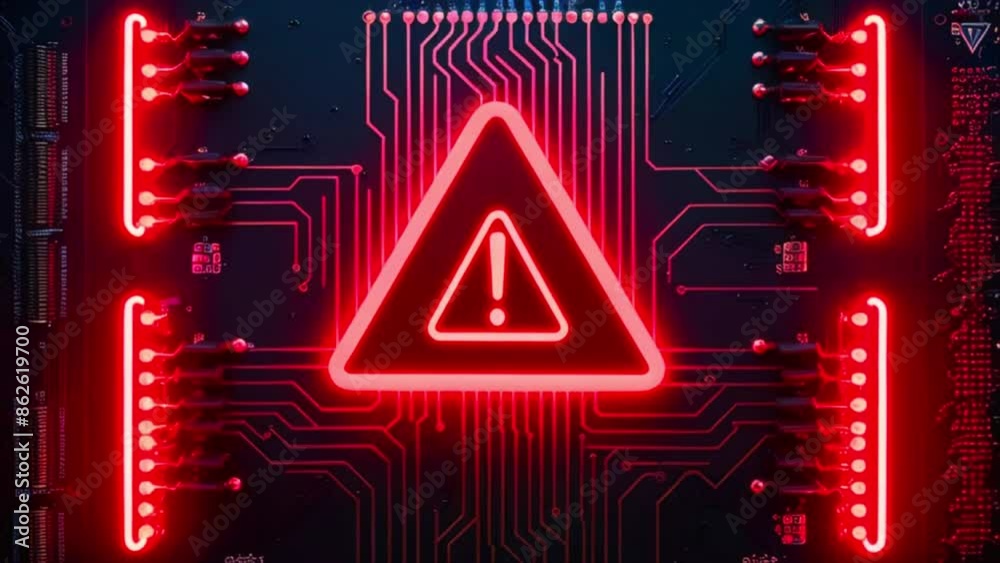 This is a video of a red warning sign in the shape of a triangle. The ...