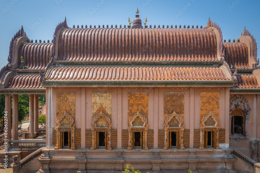 Obraz premium Aerial view of the Wat Huai Tako at Nakhon Pathom, Thailand