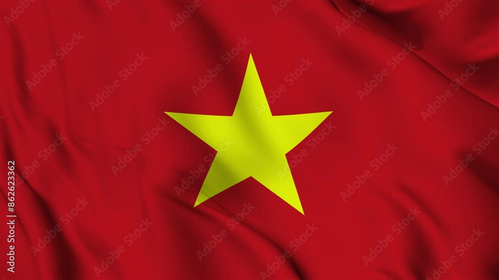 A beautiful view of the Vietnam flag video. 3d flag waving video. 4K	