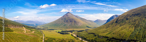 Aerial view of Ben Dorain mountain and valley, Bridge of Orchy, Scotland. photo