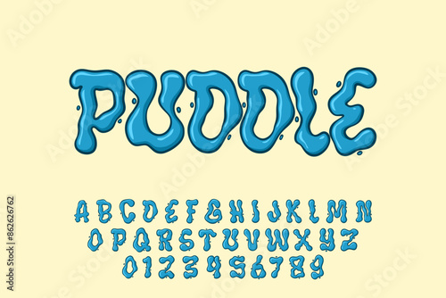 Alphabet Graffiti Puddle Melt Cartoon Letters Vector